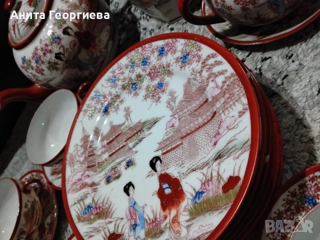 Японски порцеланов сервиз ръчна изработка , снимка 4 - Антикварни и старинни предмети - 53941802