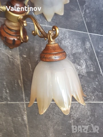 Старинен дървен полилей , снимка 2 - Лампи за таван - 50531588