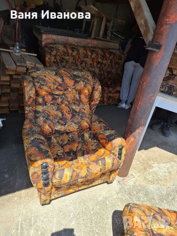 Диван с 2 табуретки и 2 фотьойла, снимка 4 - Дивани и мека мебел - 50509011