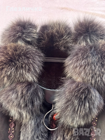 Топло яке естествена агнешка кога и богата яка от лисица , снимка 3 - Якета - 52979793