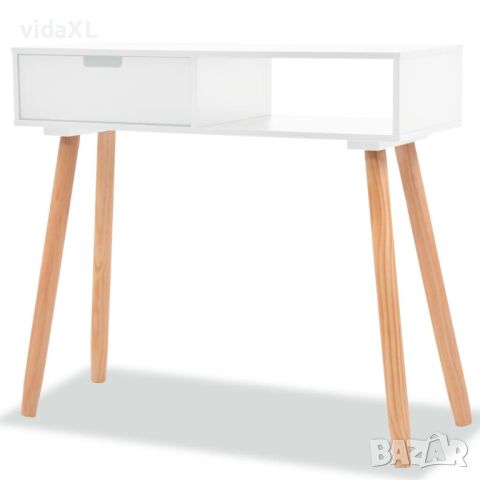 vidaXL Конзолна маса, иглолистна дървесина масив, 80x30x72 cм, бяла（SKU:244737, снимка 1 - Маси - 46105272