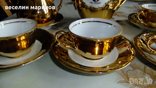 Продавам старинен австрийски позлатен сервиз за кафе , снимка 8 - Сервизи - 53469547
