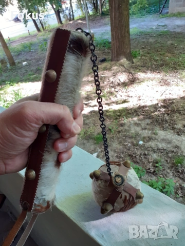 Интересен боздуган бутилка кожа - интериорен, снимка 3 - Антикварни и старинни предмети - 53478295