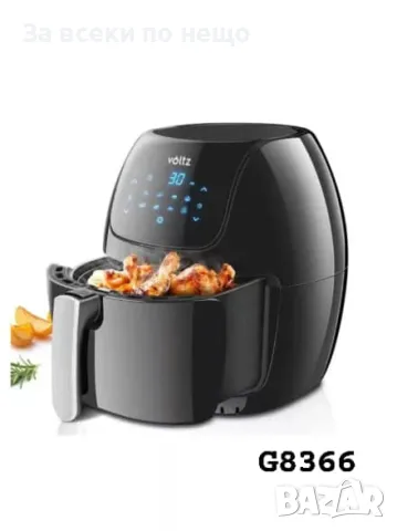 Фритюрник с горещ въздух Air Fryer Voltz/Rosberg V51980F, 1800W, 6.0 литра, Черен Код R211, снимка 1 - Фритюрници - 48485781