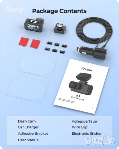 Видеорегистратор Krunia K1 , снимка 3 - Камери - 53099000