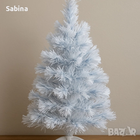 Елегантна елха в бял и син цвят 60 см – Стилна празнична декорация, снимка 2 - Декорация за дома - 52443584