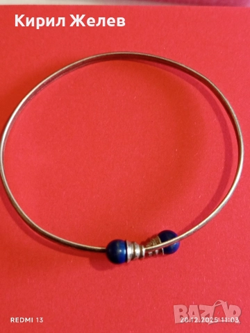 ВИНТИДЖ СРЕБЪРНА ГРИВНА с ЛАЗУЛИТ РЕТРО АРТ БИЖУ 52477