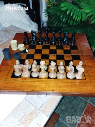 Шах48/48 с дървени фигури и синьобели пулове, снимка 14 - Статуетки - 51787327