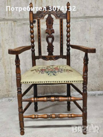 Ретро кресло с дърворезба, снимка 3 - Дивани и мека мебел - 46383562