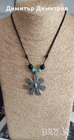 Колие с Розетата от Плиска и оникс и тюркоаз. Бижута Луди гъби. Ръчна изработка.