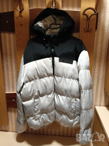 Топло мъжко зимно яке Ombre размер М - Бяло с Черно
