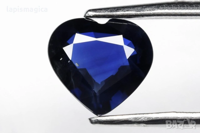 Син сапфир от Австралия - нагряван 0.78ct VS сърцевидна шлифовка