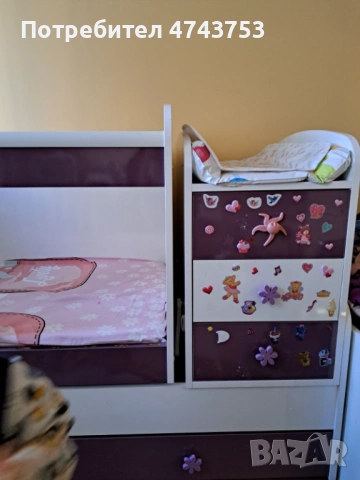 Бебешко легло 3 в 1 Lorelli Maxi Plus, Бяло/Лилаво, снимка 2 - Бебешки легла и матраци - 53564957