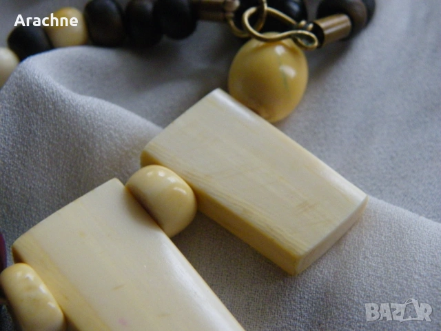 Гердан от слонова кост и рог на африкански бивол, снимка 3 - Колиета, медальони, синджири - 44805871