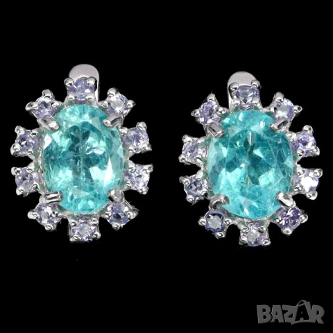 925 сребърни обеци с топаз, опал, гранат, апатит, подходящи за подарък, снимка 11 - Обеци - 51755722