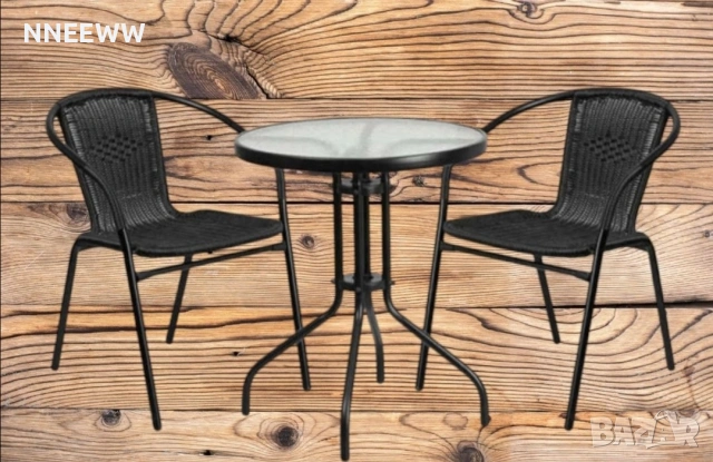 Градински комплект 2 стола с маса, снимка 6 - Градински мебели, декорация  - 53992585