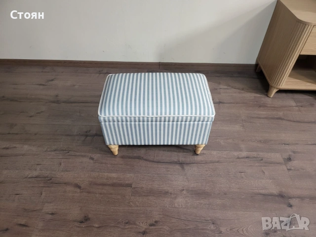 Табуретка от плат на райета цвят сив и кремав, снимка 10 - Дивани и мека мебел - 53757210