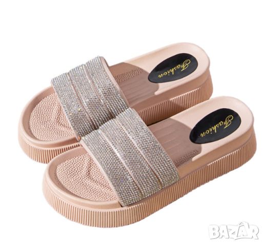 Изискани дамски плажни чехли със завладяващ блясък, снимка 4 - Чехли - 45708544