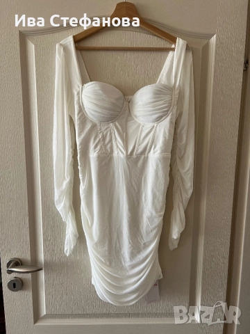 Нова етикет парти коктейлна официална бяла еластична рокля тип корсет , снимка 2 - Рокли - 37464869