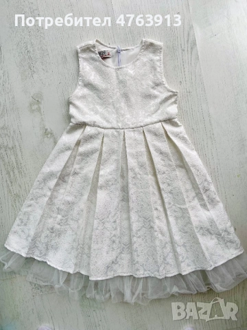 Официална детска бяла рокля с бродерия, 6г., снимка 2 - Детски рокли и поли - 54256840