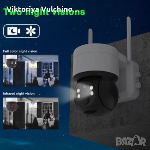 Соларна WIFI камера със соларен панел PTZ 360, 1080P, Full HD, цветно Hощно Bиждане, снимка 6 - Други - 46413596