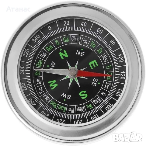 Компактен компас от неръждаема стомана 7.5см диаметър, снимка 2 - Къмпинг осветление - 53427880