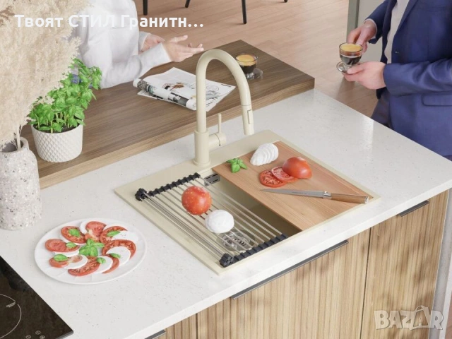 Кухненска Мивка от гранит  Осло XL 500 x 580 mm - Бежов, снимка 8 - Други - 37573371