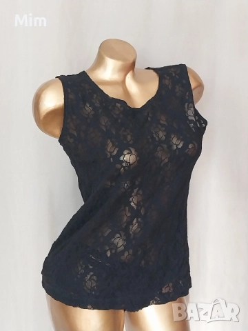 М Еластичен прозрачен, дантелен потник , снимка 3 - Потници - 51611587