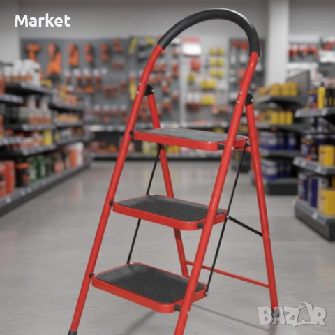 Лека сгъваема стълба – 3 Стъпала, до 150 кг, супер компактно прибиране