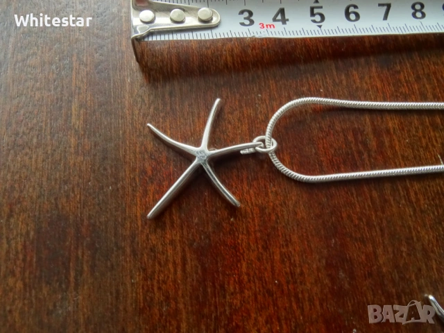 Посребрен дамски комплект - колие, обеци, гривна "Морски звезди", снимка 2 - Колиета, медальони, синджири - 53622183
