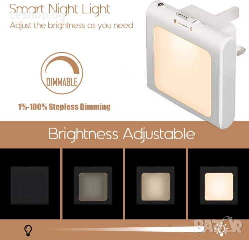 Димируема нощна лампа Emotionlite, LED нощни лампи за включване в контакт, снимка 2 - Лампи за стена - 52252578