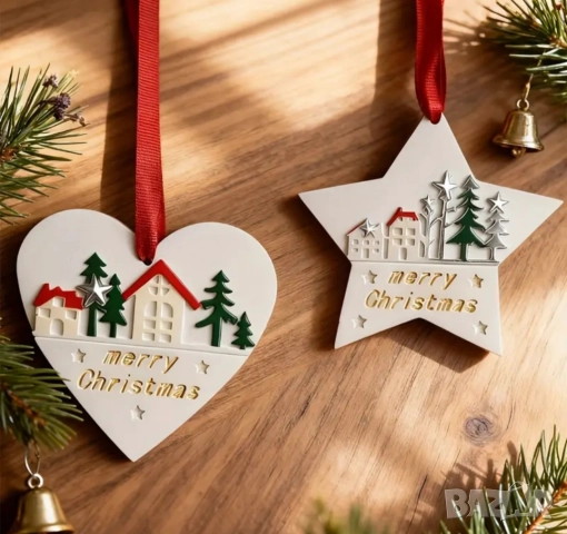 Молд коледни висулки звезда и сърце 