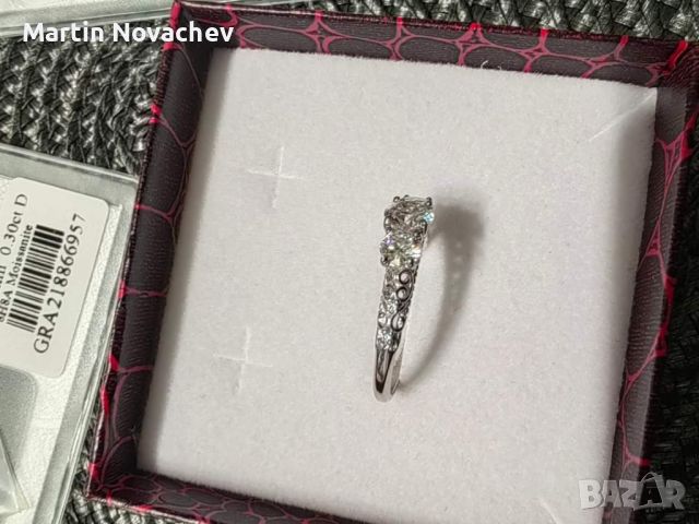 Сребърен пръстен 1.1 карата с мойсанит диамант (сертификати) , снимка 9 - Пръстени - 45293646