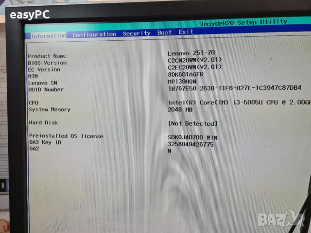 Дънна платка Lenovo Ideapad Z51-70 Intel Core i3-5005u, снимка 6 - Части за лаптопи - 50895486
