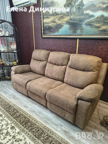 Триместен диван с два релакс механизъма , снимка 4 - Дивани и мека мебел - 53150051