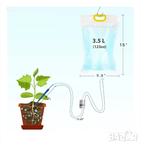 Комплект от 5 чанти за автоматично поливане на растения, 3.5L, снимка 6 - Други стоки за дома - 53787827