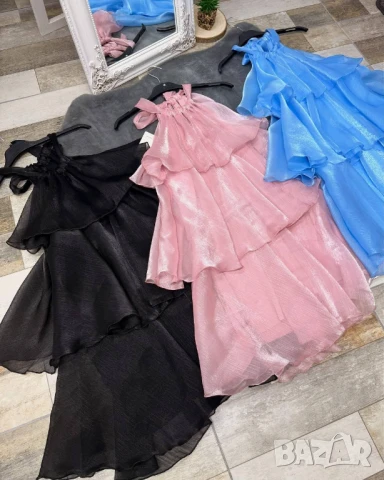 Елегантна рокля от шифон в 3 цвята, снимка 7 - Рокли - 50665454