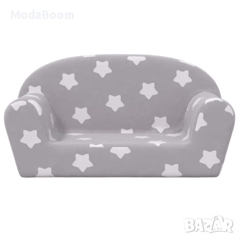 2-местен детски диван, светлосив, на звезди, мек плюш , снимка 3 - Дивани и мека мебел - 45760403