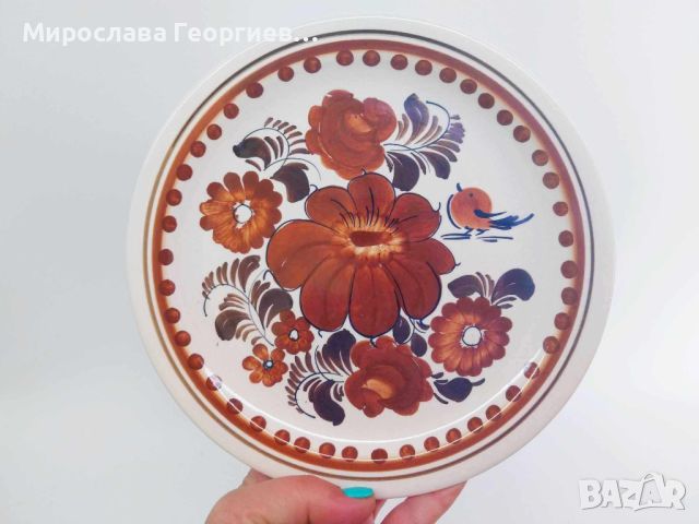 Винтидж ръчно рисувани керамични чинии за стена от Полша, снимка 6 - Антикварни и старинни предмети - 45870167