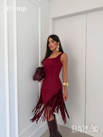 Секси рокля от меко кадифе, с ресни, различни цветове , снимка 4 - Рокли - 52182477