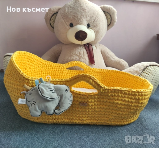 Бебешки кош за новородено, ръчно изработен, плетен кош, 70х40см, ново, снимка 10 - Бебешки легла и матраци - 53115857
