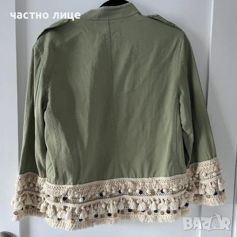 Дамско зелено памучно якенце Zara, снимка 8 - Якета - 54176839