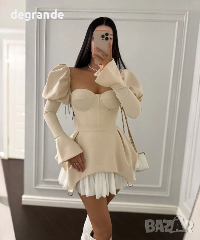 Кукленски модел дамска рокля налична в Черно Бежово Зелено Синьо