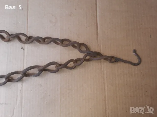 Стара верига за огнище от ковано желязо , здрава, снимка 2 - Антикварни и старинни предмети - 50326998