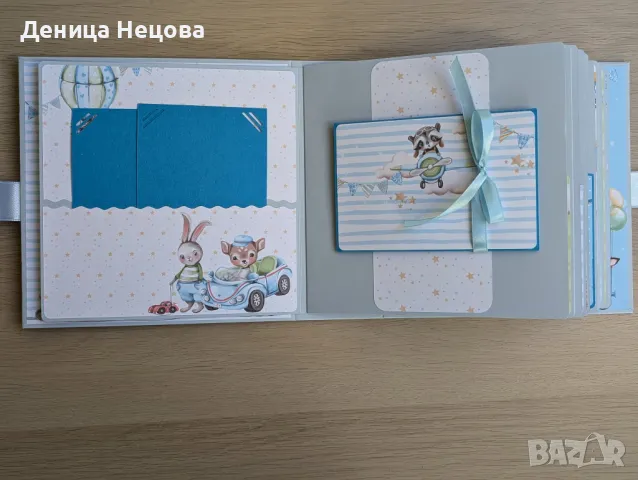 Бебешки ръчно изработен албум за снимки, подарък за погача, подарък за бебе, рожден ден, снимка 6 - Други - 49736146