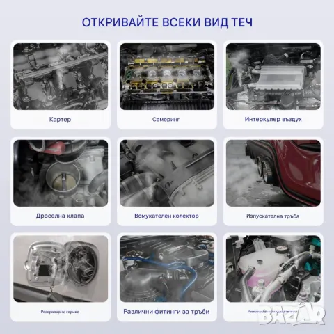 Димна машина за автодиагностика | Откриване на течове с пушек, снимка 4 - Индустриална техника - 49687433