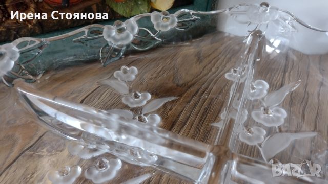 Квадратна купа с 4 отделения за сервиране на ядки/разядки... Walther Glas, серия Carmen, кристалин. , снимка 10 - Аксесоари за кухня - 45698101