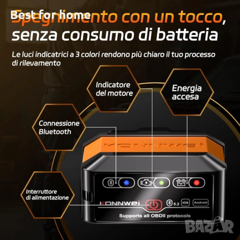 KONNWEI KW905 OBD2 Bluetooth адаптер, снимка 7 - Друга електроника - 53737282