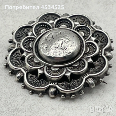 Антична сребърна брошка (Birmingham, 1909 г.) – 117 години история, снимка 2 - Антикварни и старинни предмети - 54173734