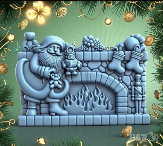 Молд дядо Коледа с камина 